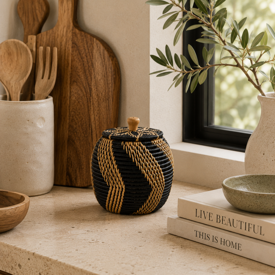 Black Round Basket